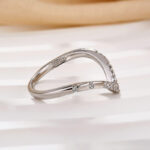 S925 0.13Ct Simulated Diamond Matching Curved Wedding Band In Sterling Silver - Image 4