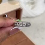 S925 Luxurious 3-Row Half Wedding Band Travel Ring In Sterling Silver