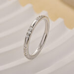 S925 0.2Ct Classic Wedding Band Travel Ring In Sterling Silver With Round Cut Stone - Image 6