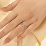 S925 0.55Ct Simulated Diamond Double Row Matching Curved Wedding Band - Image 2