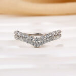 S925 0.55Ct Simulated Diamond Double Row Matching Curved Wedding Band - Image 3