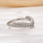 S925 0.55Ct Simulated Diamond Double Row Matching Curved Wedding Band - Image 4