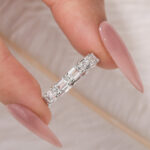S925 Eternity 3.6Ct Emerald Cut Wedding Band In Sterling Silver