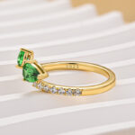 S925 1.2Ct Green Stone Pear Cut Yellow Gold Open Wedding Band In Sterling Silver - Image 5