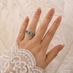 S925 3.3Ct Halo Emerald Cut Green Stone Anniversary Ring In Sterling Silver - Image 2