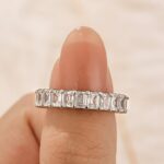 S925 3.5Ct Emerald Cut Women's Wedding Band In Sterling Silver