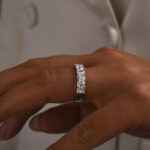 S925 3.0Ct Radiant Cut Half Wedding Band Travel Ring In Sterling Silver - Image 3