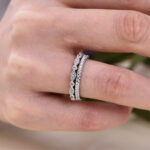 S925 Half Eternity Stackable Sona Simulated Diamonds Wedding Band Set - Image 3