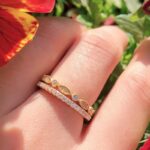 S925 Yellow Gold Art Deco Full Eternity Stackable Wedding Band Set In Sterling Silver - Image 3