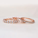 S925 Art Deco 3-Pieces Stackable Wedding Band Set In Sterling Silver - Image 4