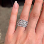 S925 Honorable Cushion Cut 3PC Wedding Band Set For Women In Sterling Silver