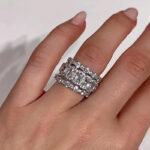 S925 Honorable Cushion Cut 3PC Wedding Band Set For Women In Sterling Silver - Image 3