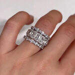 S925 Honorable Cushion Cut 3PC Wedding Band Set For Women In Sterling Silver - Image 2