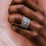 S925/Brass Luxurious Cushion Cut 4PC Wedding Band Set For Women In Sterling Silver - Image 3