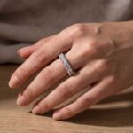 S925 Eternity Round Cut Simulated Diamond Wedding Band for Her In White Gold - Image 3
