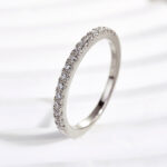 S925 Sterling Silver Classic Half Eternity Thin Women's Wedding Band - Image 3