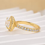 S925 Stunning Halo Round Cut Simulated Diamond Engagement Ring In Sterling Silver - Image 11