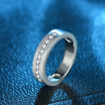 S925 Classic Round Cut White Sapphire Men's Wide Wedding Band In Sterling Silver - Image 3