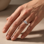 1.0Ct Three Stone Round Cut Moissanite Ring in S925 Sterling Silver - Image 2