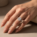 S925 5.0Ct Radiant Cut Side Stone White Gold Engagement Ring For Woman - Image 2