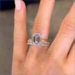 S925 5.0Ct Solitaire Emerald Cut Wedding Ring Set with 925 Sterling Silver - Image 3