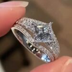 S925 Exquisite Vintage Square Princess Cut Engagement Ring for Women