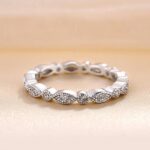 S925 Vintage Full Eternity Art Deco Stacking Women's Wedding Band In Sterling Silver
