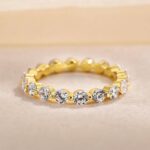 S925 Sterling Silver Eternity Round Cut Women's Stackable Wedding Band - Image 9