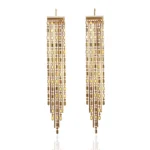 18k Yellow Gold Drop Earrings Multi-Strand Tassel Fringe Style(not including earring backs)