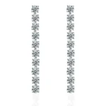 *Radiant Round Moissanite Linear Earrings