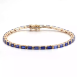 *6.5-inch 10K Gold 2.5x5mm Baguette Lab Sapphire Bracelet