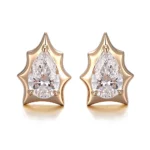 Edgy Pear Cut Moissanite Geometric Starburst Stud Earrings
