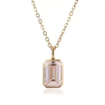 2ct Emerald Cut Lab Diamond Pendant Necklace Bezel Solitaire Style (pendant only)