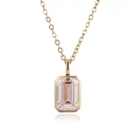 2ct Emerald Cut Lab Diamond Pendant Necklace Bezel Solitaire Style