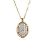 Round Cut Lab Diamond Pendant Necklace Paved Oval Medallion Style (pendant only)