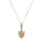 Round Cut Lab Diamond Pendant Necklace Unique Shovel Motif(pendant only)