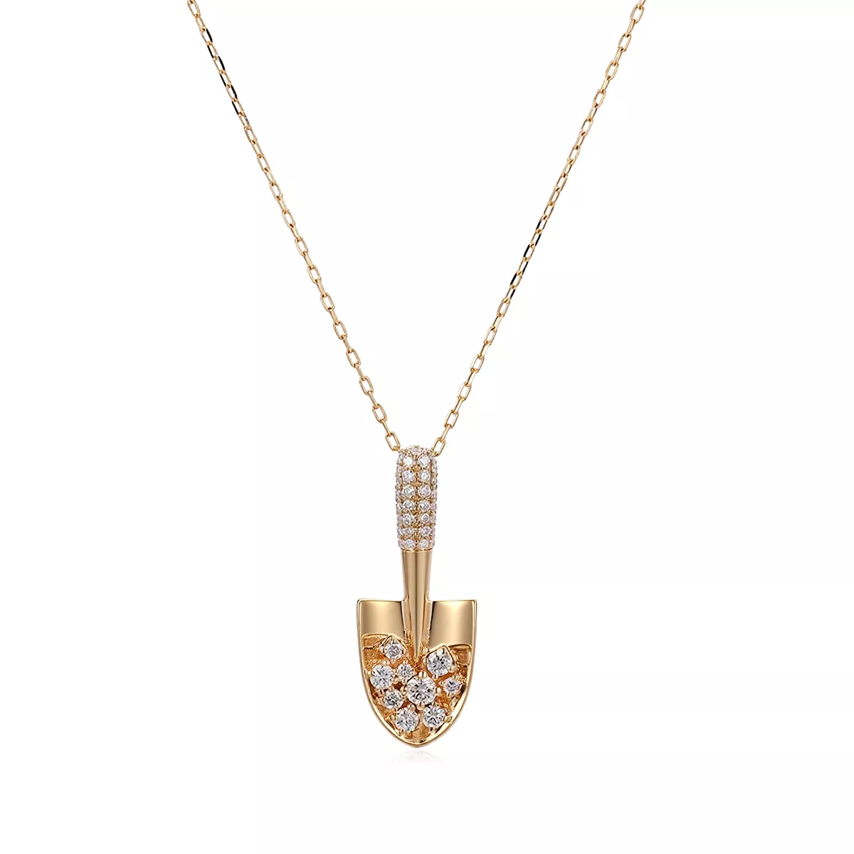 0-5 Round Cut Lab Diamond Pendant Necklace Unique Shovel Motif(pendant only) - Image 1