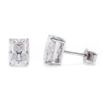 *Gorgeous Radiant Cut White Gold Stud Earrings