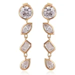 3.3CTW Artistic Alien-Moissanite Drop Earring with Multi-Shape Stone Arrangement