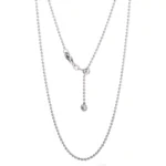 18K White Gold Bead Chain Necklace | Micro-Bead Links with Adjustable Clasp​