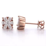 Classic Round Brilliant Moissanite Cluster Stud Earrings Featuring A Radiant Floral Silhouette