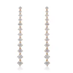 Twin Elegant Dangle Earrings | Round-Cut Lab Diamond Dangle Earrings in 18K Yellow Gold(Earring backs not included)