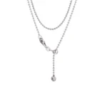 18K White Gold Bead Chain Necklace | Micro-Bead Links with Adjustable Clasp​ - Image 3