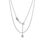18K White Gold Bead Chain Necklace | Micro-Bead Links with Adjustable Clasp​ - Image 4