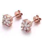 Classic Round Brilliant Moissanite Cluster Stud Earrings Featuring A Radiant Floral Silhouette - Image 2