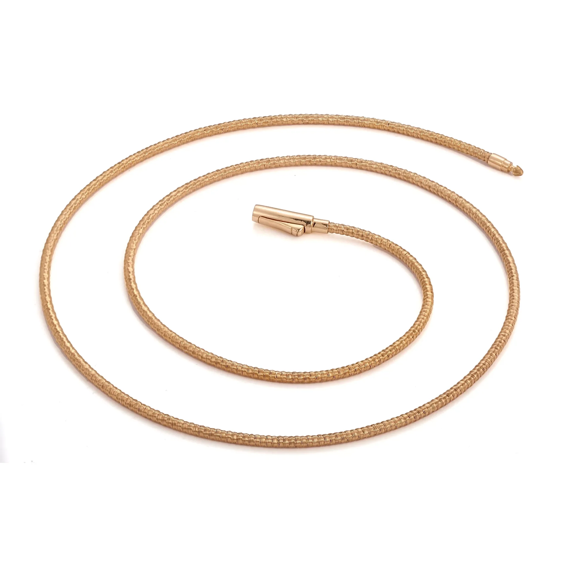 04-scaled-1 18K yellow Gold Plain Collar | Minimalist Contoured Comfort Chain - Image 1
