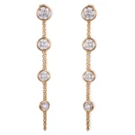 Elegant Round Cut Moissanite Drop Earring Chain Design - Image 3