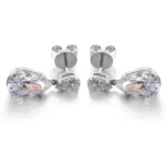 **Captivating Pear Cut White Gold Drop Earrings