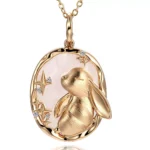 Rabbit and Star Pendant | Diamond Stars on 18K Yellow Gold over Mother-of-Pearl(Pendant Only)