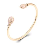 *Fabergé Inspired Gold Moissanite Bracelet with Guilloché Enamel Eggs